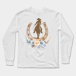 Western Country Equestrian Horseback Riding Cowgirl Long Sleeve T-Shirt